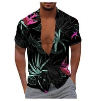 Muška havajska majica Fun s kratkim rukavima na majici na plaži, cijan, l