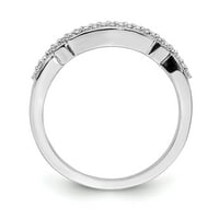 0.05ct. CZ Čvrsti pravi real 14k bijeli zlatni oblikovani vjenčani prsten