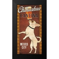 Fowler, Ryan Crna modernog uokvirenog muzeja Art Print pod nazivom - Bijela Chihuahua na crvenoj boji
