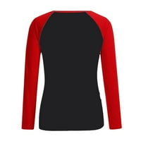 Honeeladyy prodaja Online ženska božićna bluza na vrhu casual labavi O-izrez Božićni tisak dugih rukava patchwork majica
