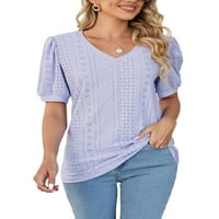 Capreze Women majica kratki rukav ljetni vrhovi pune boje majica labava bluza od tunika izdubljena tima