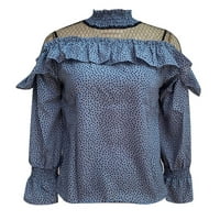 HWMODOU ženska bluza šifon košulja moda casual jesenski nabrajani mrežasti patchwork rucffle polka dot