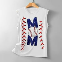 Fartey ženski ljetni tenkovi mama bejzbol grafički casual prsluk košulja Tunic bez rukava za okrugli vrat bejzbol utakmica pokloni tee
