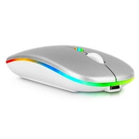 2.4GHz i Bluetooth miš, punjivi bežični miš za iPad 10. Bluetooth bežični miš za laptop MAC računarsku tablet Android RGB LED srebrna
