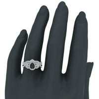 Set za vjenčani prsten 14k Rose Gold Pear Cut Black Diamond Halo Infinity Style