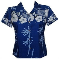 Havajska majica 35W Ženska bambusova stablo Print Aloha Beach Top bluza Sky Blue 2xl
