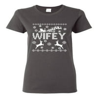 Božićna supruga voli ružni božićni džemper Ženska grafička majica, Kelly, X-Veliki