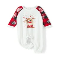 Porodica podudaranje božićne pidžame, baby rhoper crtani elk tisak dugih rukava + snjegović pantalone pantalone