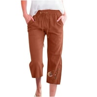 Ravne pantalone za noge Žene moći Žene Ležerne prilike elastične labave hlače Ravne široke pantalone za noge sa džepom Žene labave hlače Moda za žene Ženske hlače