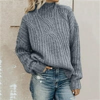 Riforla dame duks turtleneck pulover casual dugih rukava pulover duks za žene pulover džemper sivo xxl