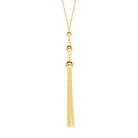 14K žuto zlato podesive gradske perle Tassel Lariat ogrlica - 4. grama