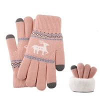 Zimske rukavice za muškarce, žene božićni dvostruki sloj Fawn plus guste tople rukavice pletenje ručne