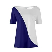Ženske košulje Ženska modna ležerna temperamenta V-izrez Labavi geometrijski tisak kratkih rukava TOP Blue XXL