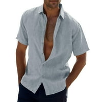 Ljetne košulje za muškarce Casual Musli Solid Patch Dnevno nošenje majica Kratki rukav lapl dugme dolje