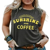 LEANCEO WOOD Sunshine i rezervoar za kavu Ležerne prilike ljetne grafičke majice bez rukava majice bez