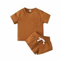 Ljetna odjeća za djevojčice Dječja odjeća New Ljeto s džepom Majica Kratki kratkih rukava Dvije postavljene multi-color stil odjeće za bebe postavlja 8- godine