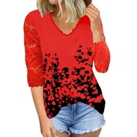 FVWitlyh Fall T majice Ženske plus veličine vrhova kratkih rukava V izrez Tunic cvjetni aniaml bluze