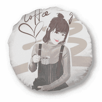 Djevojka za kafu Slika Art Art Design Ilustracija Okrugli bacanje Jastuk za uređenje kućnog dekoracija Jastuk