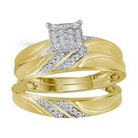 Jewels 10k žuti zlatni dijamantski klaster podudaranje Trio Njegova njegova njena vjenčana prstenasta