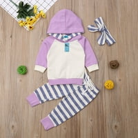 Carolilly Newborn Toddler Baby Boys Girls Striped duksevi Duksevi vrhovi Hlače Djeca odjeća za zimsku odjeću