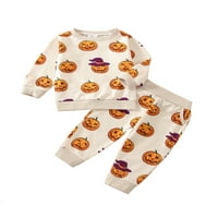 Dječji dječake Djevojke Halloween Outfits Set Costim 1t 2T 3T 4T Dječji dugi rukav Pumpkin Pismo Ispis