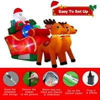 Yexmas 6,3ft Dugi božićnjak Santa Claus na sanjkama sa jelena i poklon kutijama LED rasvijetljeni ukras