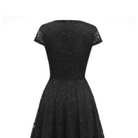 Haljine za žene Maxi bez rukava moda A-line čipka okrugla dekoltetna haljina crna l
