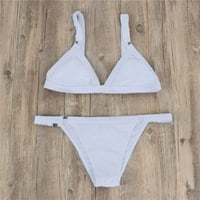 Cuoff bikini dame seksi modna uska čvrsta boja dvodijelni podijeljeni kupaći kostim bijeli m
