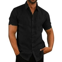 Majice kratkih rukava Aueoeo za muškarce modna pamučna posteljina majica sa punim bojama džep majica