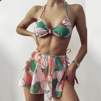 Puawkoer cvjetni Halter izrez Dvije kupaći kostim za bikinije sa važnim strukom za žene Pamuk bikini donje rublje Žene guste kaikini