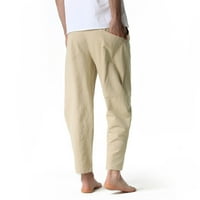 Muške hlače opuštene platnene pamučne pamučne lagane hlače Yoga Početna Hlače Jednobojne hlače elastične