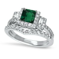 Princezo rezano srebrni srebrni smaragdni zeleni CZ vjenčani prsten za vjenčanje veličine 5