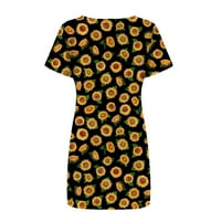 Leesechin ženske haljine klirence obično labav kratki rukav labav haljina cvjetno print suncokret za ispis