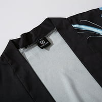 Pgeraug Muška majica Loose Open Prednji rukav Japanski stil Print Cover Up Cardigan Polo Majice za muškarce Crna 2xL