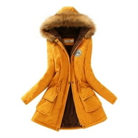 Labakihah kaputi za žene zimske ženske jakne s kaputama s toplim kaputom Slim zimske obloge kaputi žuti s