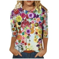 Ljetni vrhovi za žene okrugla rukav rukav casual cvjetna bluza za ispis, višebojni xxl