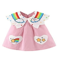 CODUOP KIDS TODDLER Baby Girl Casual haljina Rainbow Cloud Print Patchwork A-line haljina