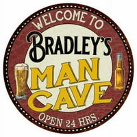 Bradley's Man Cave 14 Okrugli metalni znak Kuhinjski bar zidni dekor 100140035375