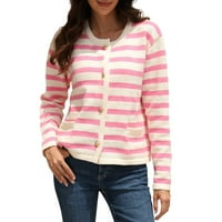 SNGXGN ženski kukičani kukičani klip Cardigani džemperi meka kaput gornji odjeća za žene, vruće ružičaste, veličine l