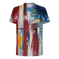 Gallickan 4. jula košulja za muškarce Kratki rukav Okrugli vrat od tiskane majice na vrhu Bluze Trendy vrhovi