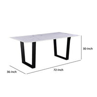 Benjara Moderni trpezarijski stol sa mramornim stolom, željezne noge, bijele, crne