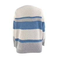 Jesen Zimske plus džempere za žene za čišćenje, zimski ženski pleteni gumb za šivanje V-izrez prugasti