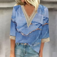 Meichang ženski vrhovi trendy čipka tri četvrtine vrhova labavih fit košulja casual moda ispis bluza