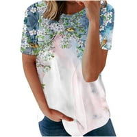 Yyeselk Ljetni ženski vrhovi i bluze casual okrugli vrat kratkih rukava Tuničke košulje modne slatke
