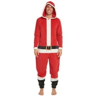 Božić Santa Claus Muške runo Zip up Cosplay pidžama Covetl Crvena X-velika