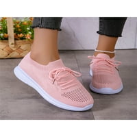Gomelly Dame Casual cipele za cipele Gornje čarape za čarape čipke čipke cipele za šetnju prozračne stanove koji rade sportski treneri ružičasti 4,5