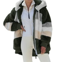 Shpwfbe kaputi za žene dame zimski kapuljač s dugim rukavom jaknom pliša sa patentnim zatvaračem