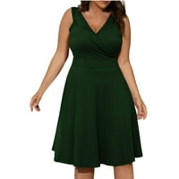 Žene plus veličina Ležerne haljine Ljetna haljina za zabavu bez rukava s rukavima s džepovima Vino B 5XL, SAD Veličina: 18