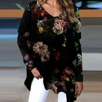 Honeeladyy Prodaja Online leptira + cvijeće tiskane košulje za ženska casual crewneck pulover dugih