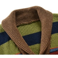Muški ležerni prugasti kardigan džemperi Color Contrast pletiva dugi rukav lapelj Butto-downn džemper